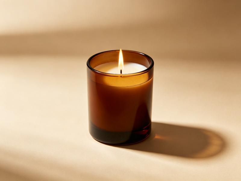 Illustration of a scented candle in a glass vessel