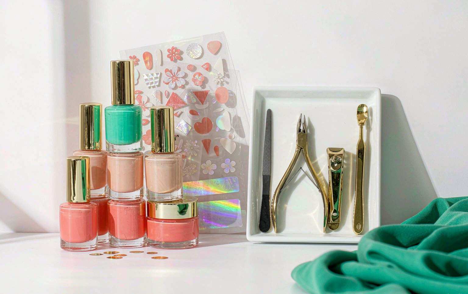 Nail products — polish, stickers, tips, tools